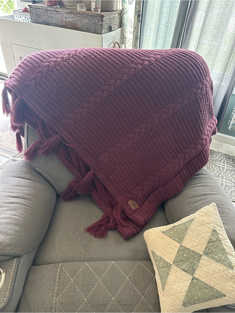 Cozy Knit Throw Blanket in Deep Plum by Ugg